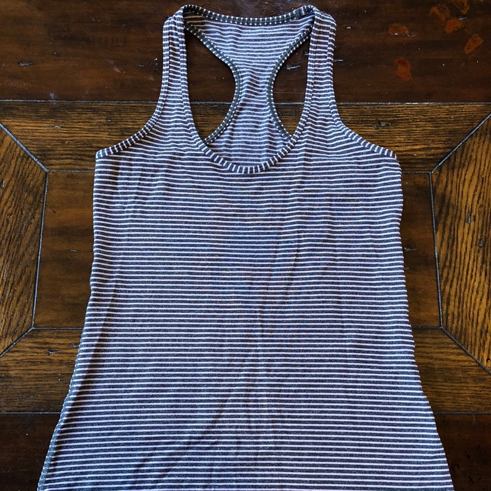 Lululemon gray and pink striped cool racerback